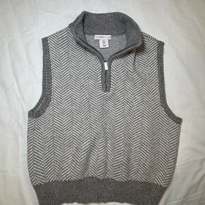 Sincerely Jules Chevron‎ Sweater Vest Women Small 1/4 Zip Knit Pullover Layering